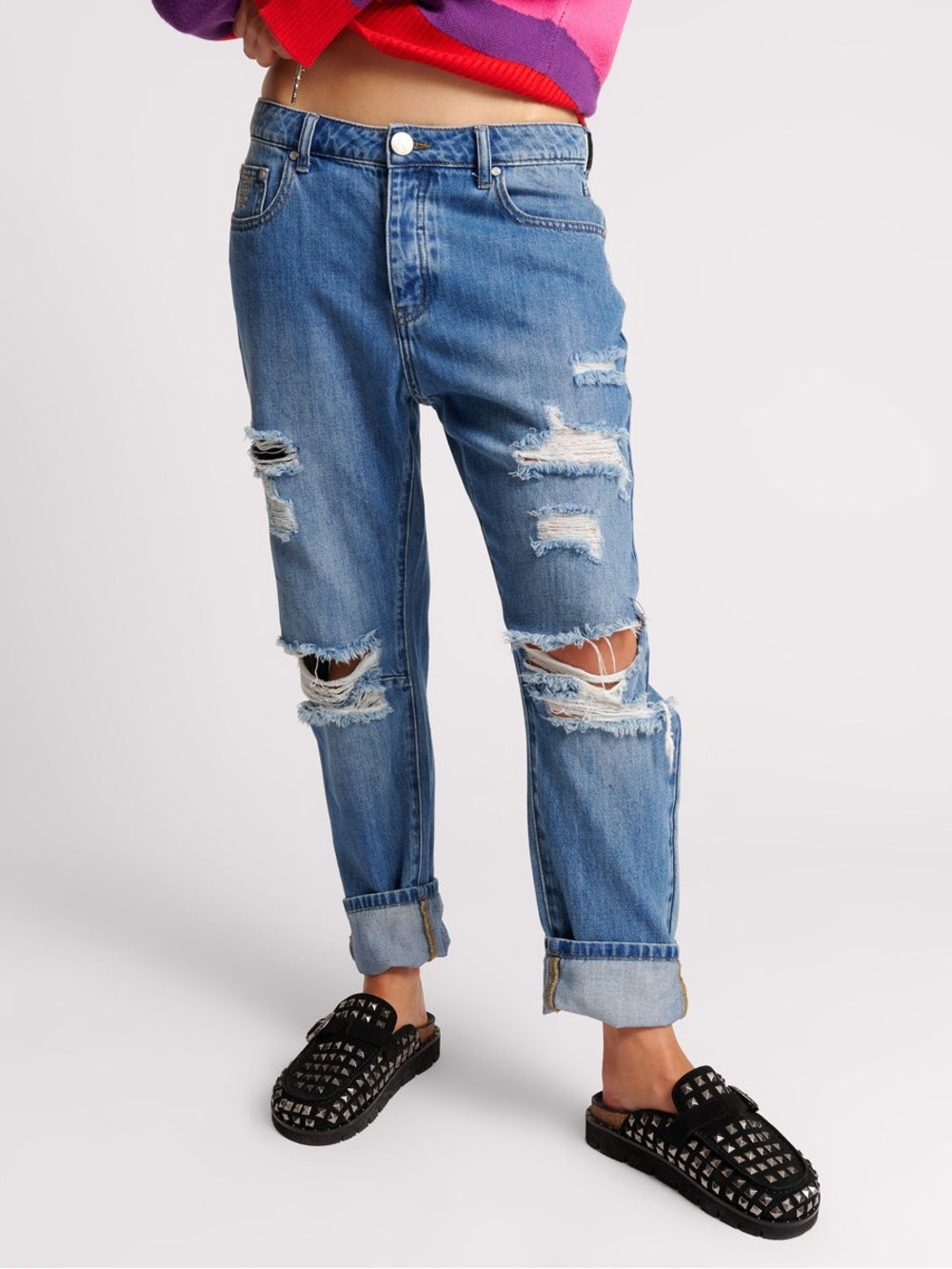 One Teaspoon Saints Blue Distressed Boyfriend Jeans